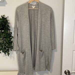 Donni Grey Ribbed Open Front Cardigan - One Size